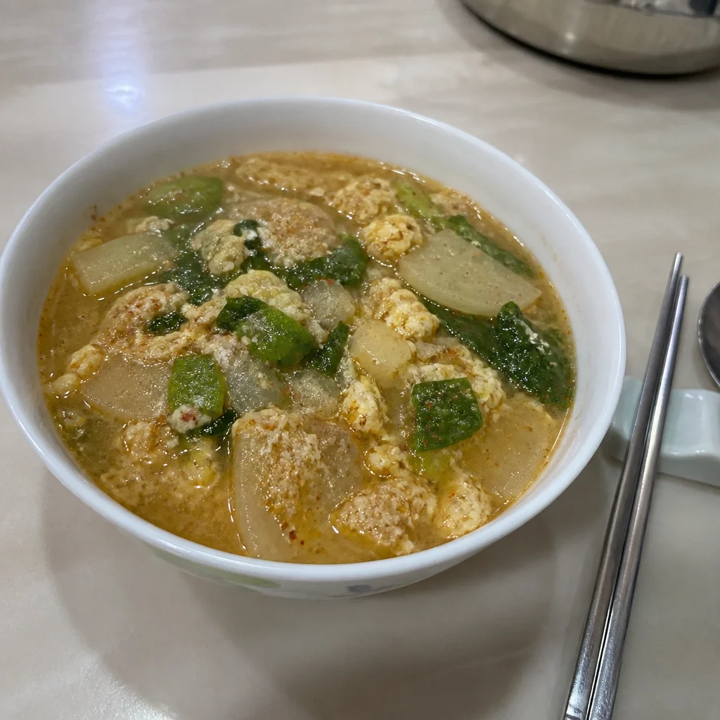 じゃがいもとえごまの卵スープ