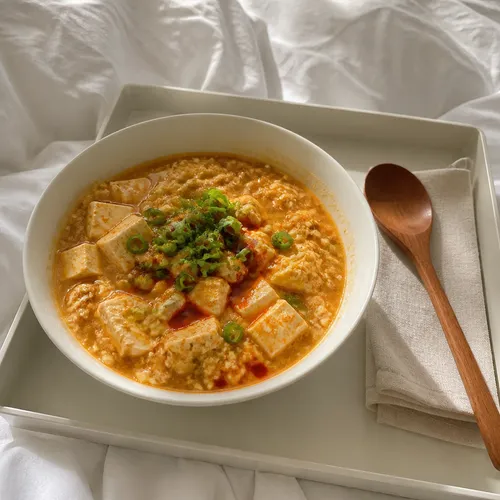 チェ・ガンロクシェフの麺なし豆腐ラーメンスープ