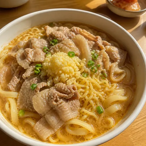 キム・デミョンの「撮影終了日」豚バラ薄切り肉カルグクスラーメン