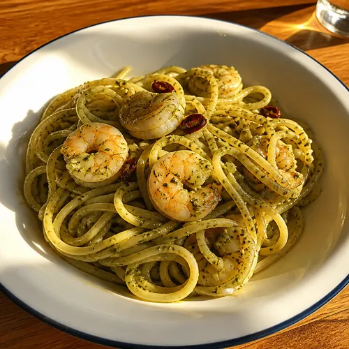 電子レンジで作るバジルペーストパスタ