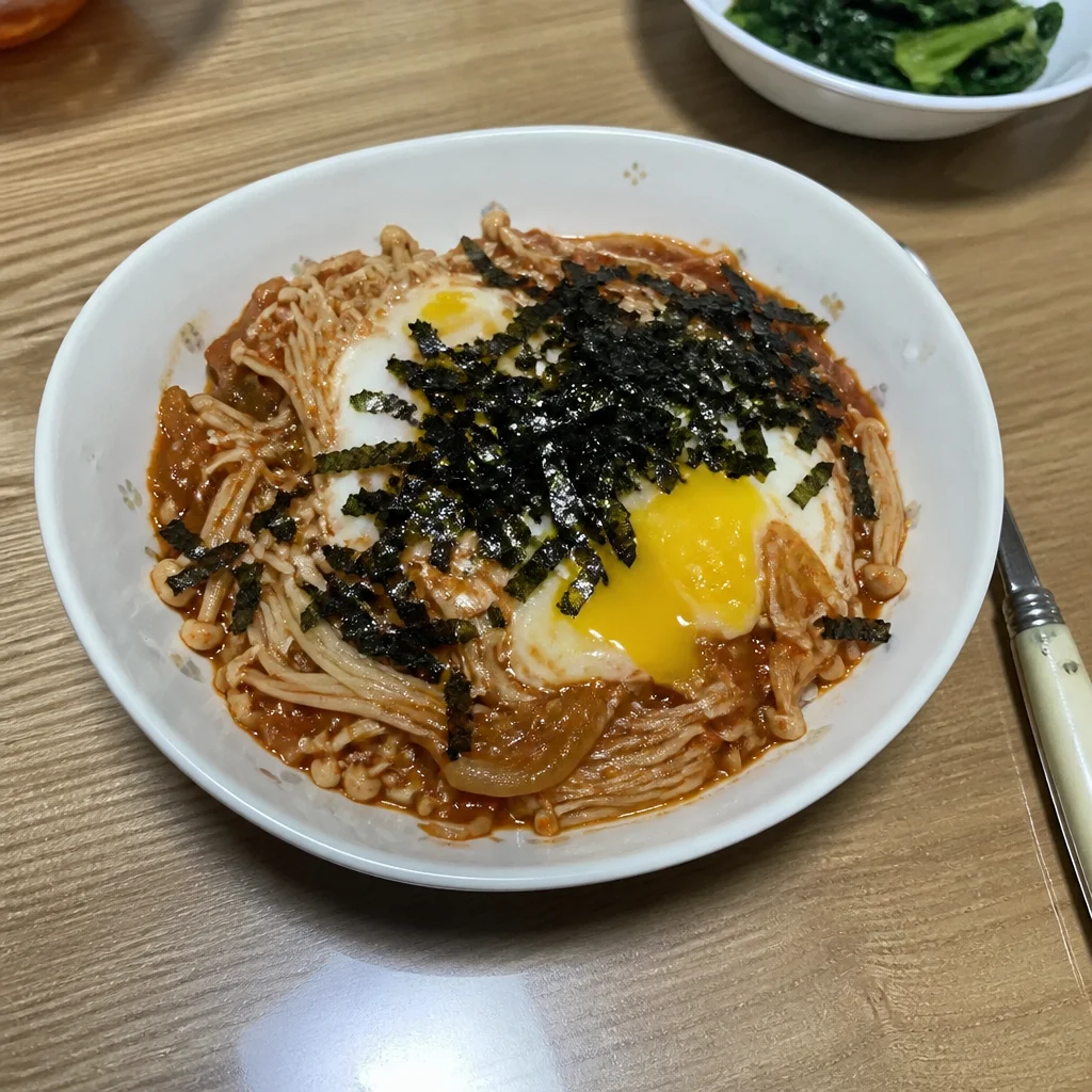 電子レンジでタコ炒め風えのきだけ丼