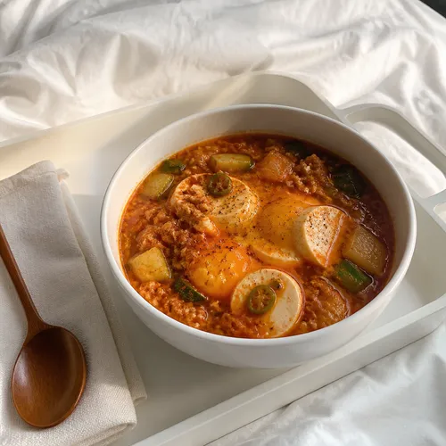 リュ・スヨンのスパムおぼろ豆腐チゲ
