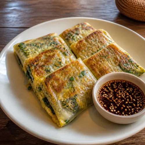 豆腐とエゴマの葉のライスペーパー巻き