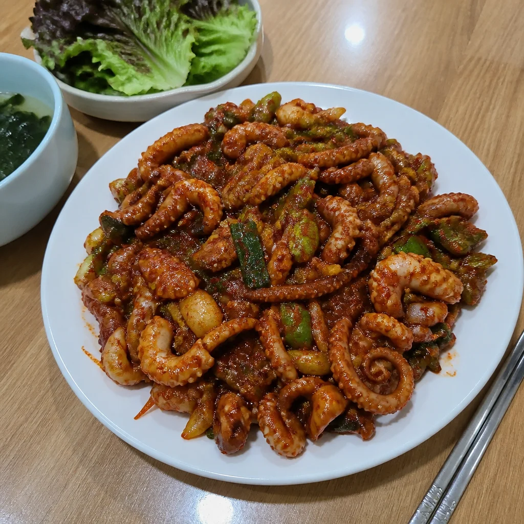 鍾路の老舗の味を再現!ピリ辛ムギョドン風テナガダコ炒め