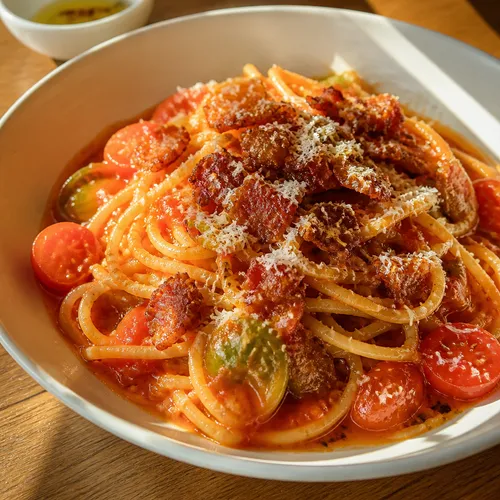 究極のアマトリチャーナトマトパスタ