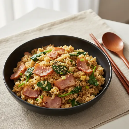 ほうれん草とベーコンの香ばしい炒めご飯