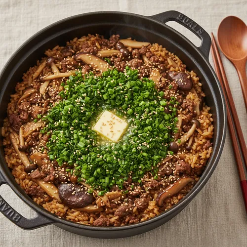 超簡単!牛肉とキノコの釜飯