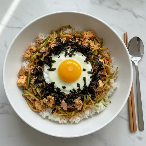 ヨルムキムチとツナの豆腐ビビンバ