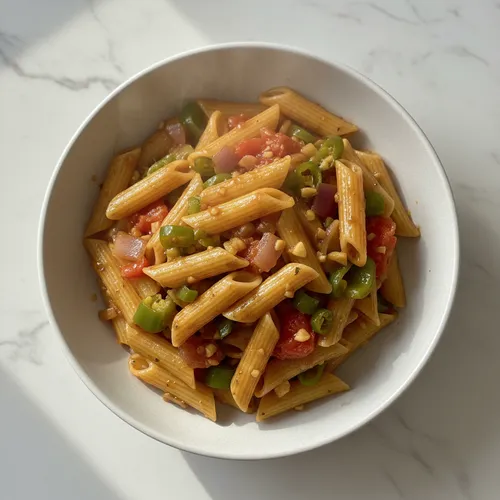 野菜の醤油ソースペンネパスタ