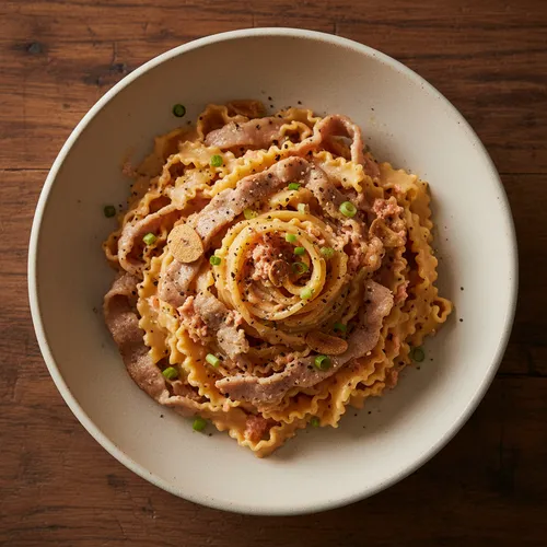 明太バラ薄切り肉パスタ