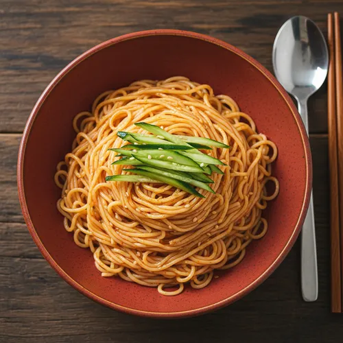 黄金のたれで作るビビンククス（混ぜそうめん）
