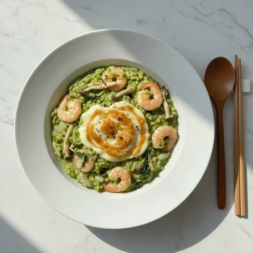 電子レンジで作るバジルクリームリゾット