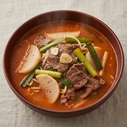 油で炒めないピリ辛牛肉大根スープ