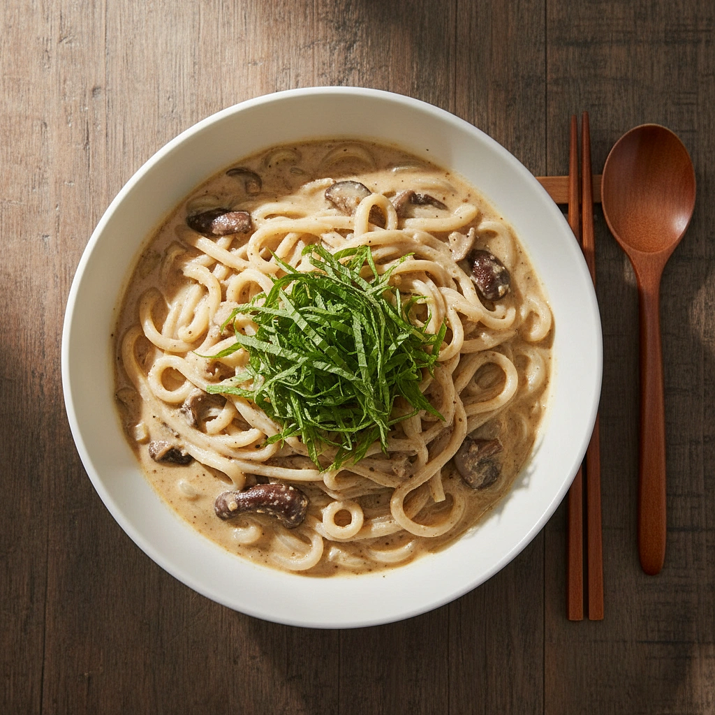 香ばしくて食べ続けたくなるエゴマきのこ麺!