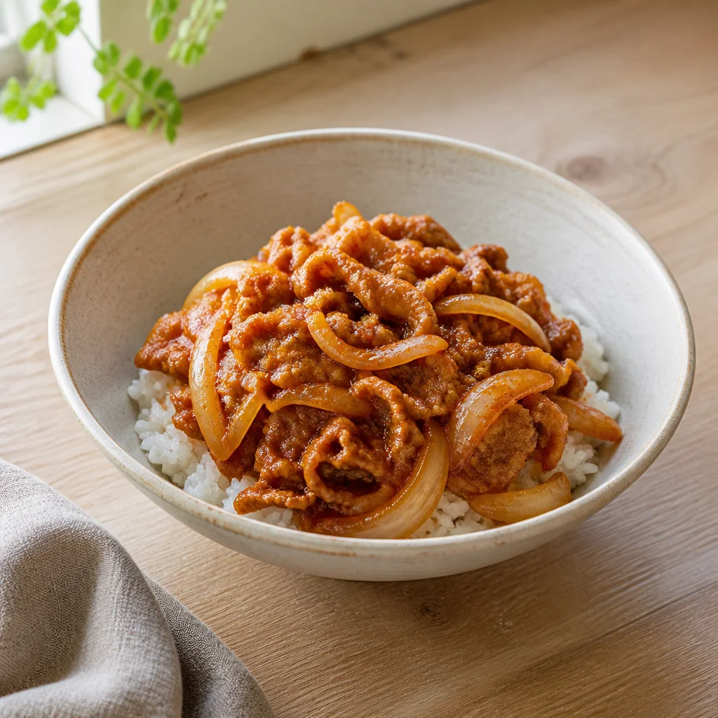 サムジャン豚バラ薄切り肉のっけご飯