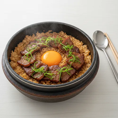 プルコギ風カルビのセリ釜飯