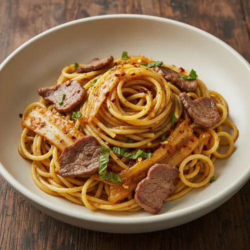 えごま油の熟成キムチパスタ