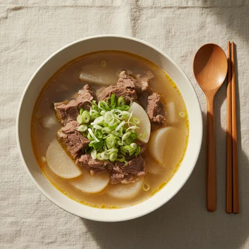 澄んだ牛肉と大根のスープ