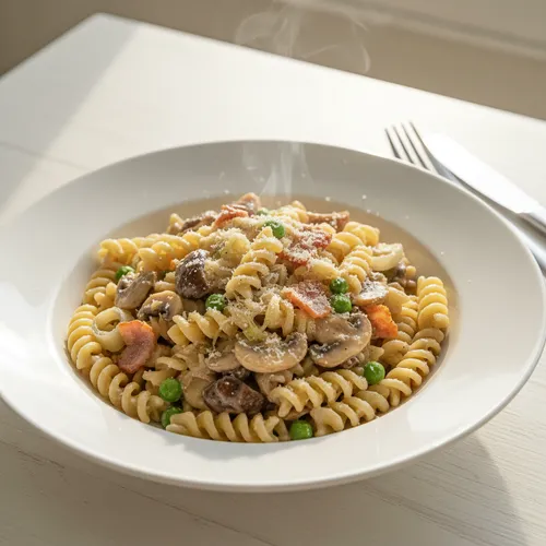 イタリア風冷蔵庫の残り物クリームパスタ