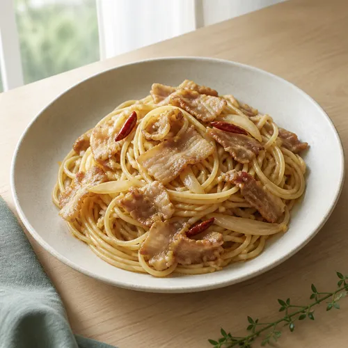 豚バラ薄切り肉のパスタ