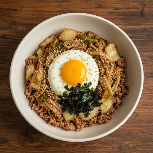 電子レンジ7分完成！キャベツとえのきだけの丼