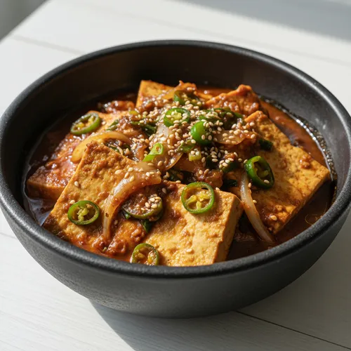 ピリ辛ピーナッツバター豆腐の煮物