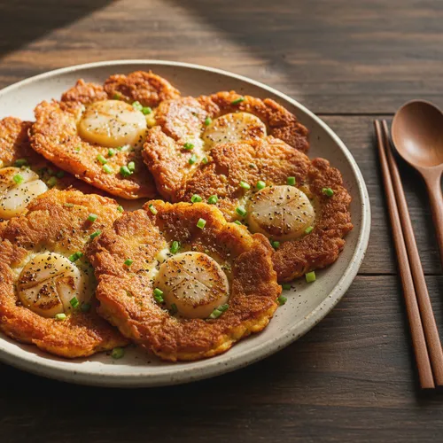 コリコリ食感のホタテのチヂミ
