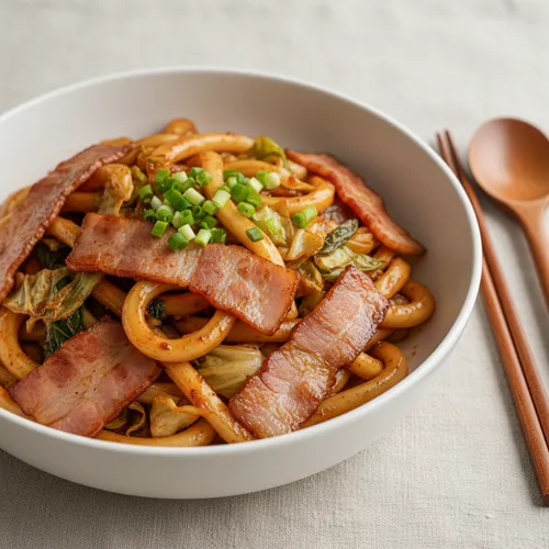 ベーコン焼きうどん