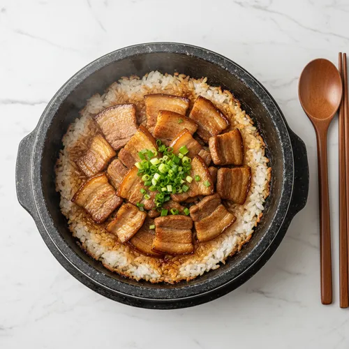 ファンジョンソルパプ（豚頬肉の釜飯）