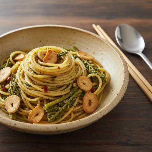 残ったナムルで作るナムルオイルパスタ