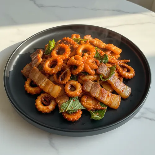 イイダコと豚バラ肉の炒め物