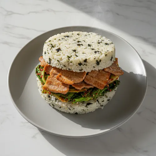 春白菜と豚バラ肉のご飯バーガー