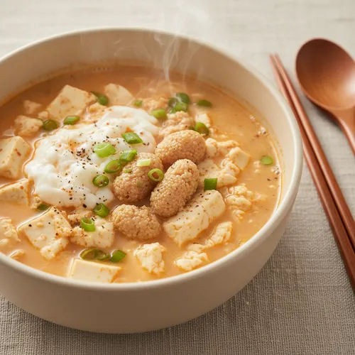 明太子おぼろ豆腐スープ