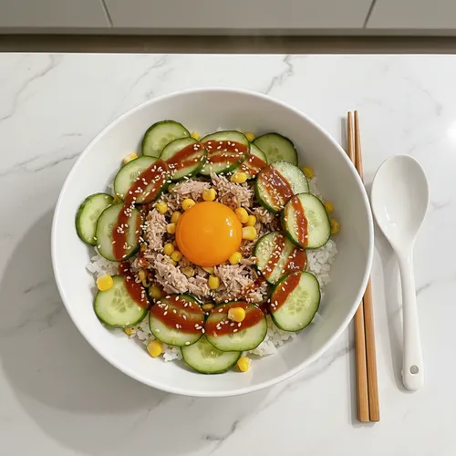 タバスコ スリラチャ きゅうりツナ丼