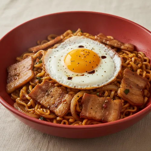 コチュジャン豚バラカルボナーラ風ラーメン