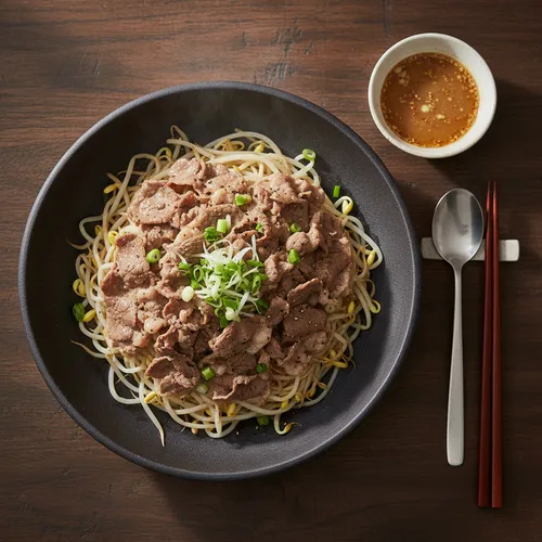 10分完成！牛バラ薄切り肉ともやしの蒸し物