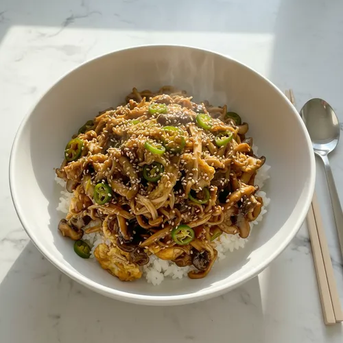 肉より美味しいキノコの丼