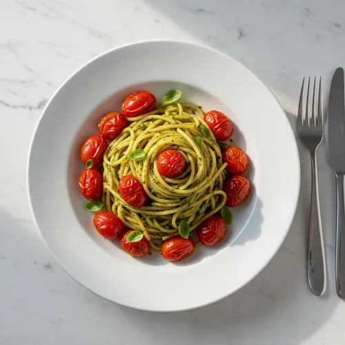 トマトとバジルペーストのパスタ