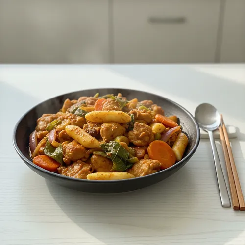 カレー粉で風味を効かせた甘辛ダッカルビ