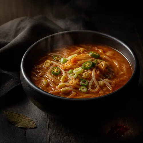 大豆もやしと熟成キムチのスープ