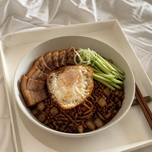サムギョプサルを添えたプレミアムチャジャンラーメン