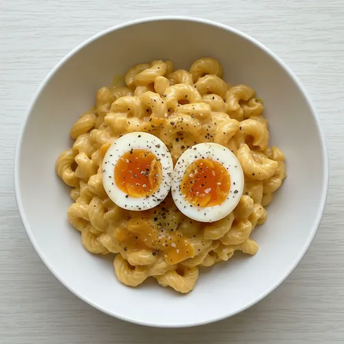 半熟卵のクリームパスタ