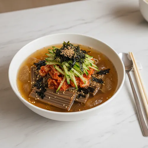 冷たくてぷるぷるの超簡単トトリムク冷麺スープ