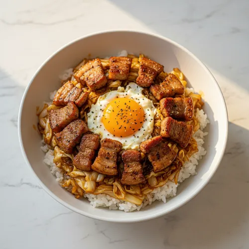 キャベツと豚肩ロースの丼