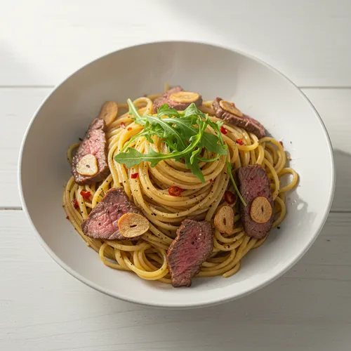 牛肉のオイルパスタ