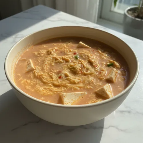 ラーメンスープ＋卵＋豆腐のスープ