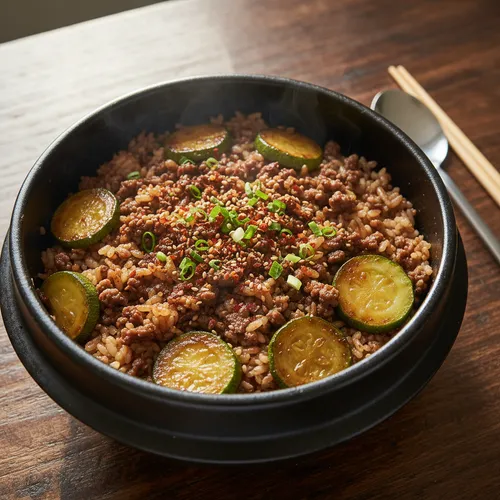 牛肉と韓国かぼちゃの釜飯