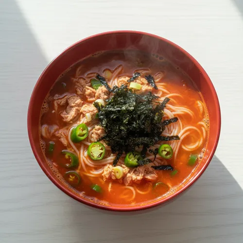 火を使わない5分で完成!ポチャスタイルの辛い麺