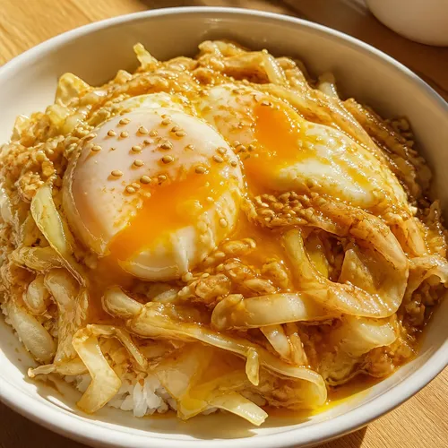 超簡単キャベツと卵のどんぶり