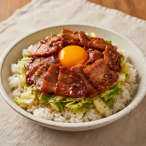 大判豚バラ薄切り肉の肉丼